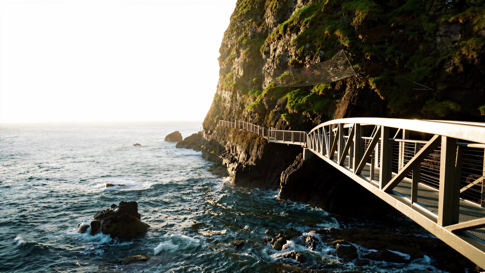 The Gobbins tubular bridge over the crashing Atlantic
