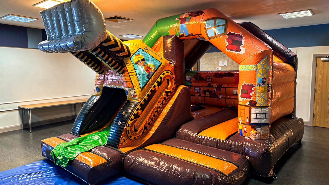 Inside the inflatable park