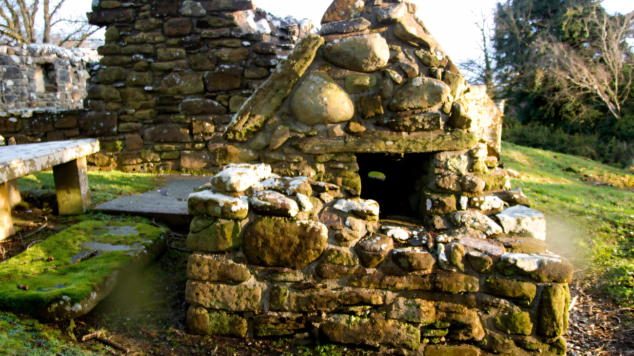 The little drystone mortuary house or shrine, thought to mark an early saint's grave.