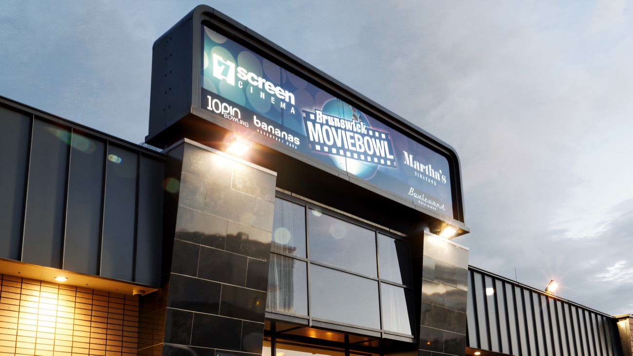 The Brunswick signage along the front of the building