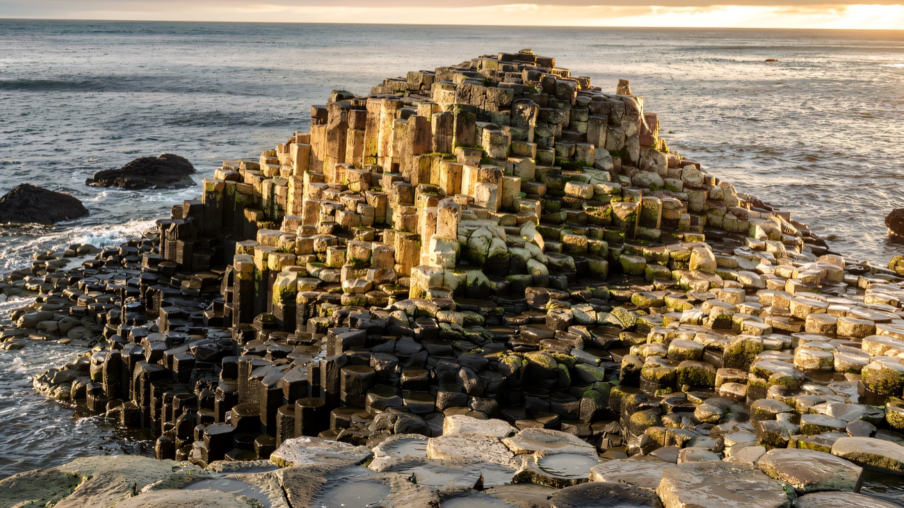 A closer look at the famous hexagonal stones of the Causeway