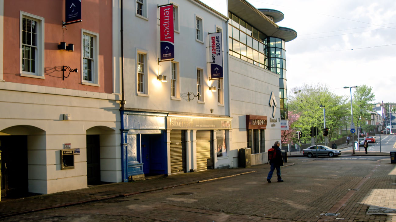 The Silver Spirit and Sports Direct street frontage at the Diamond Centre, Coleraine