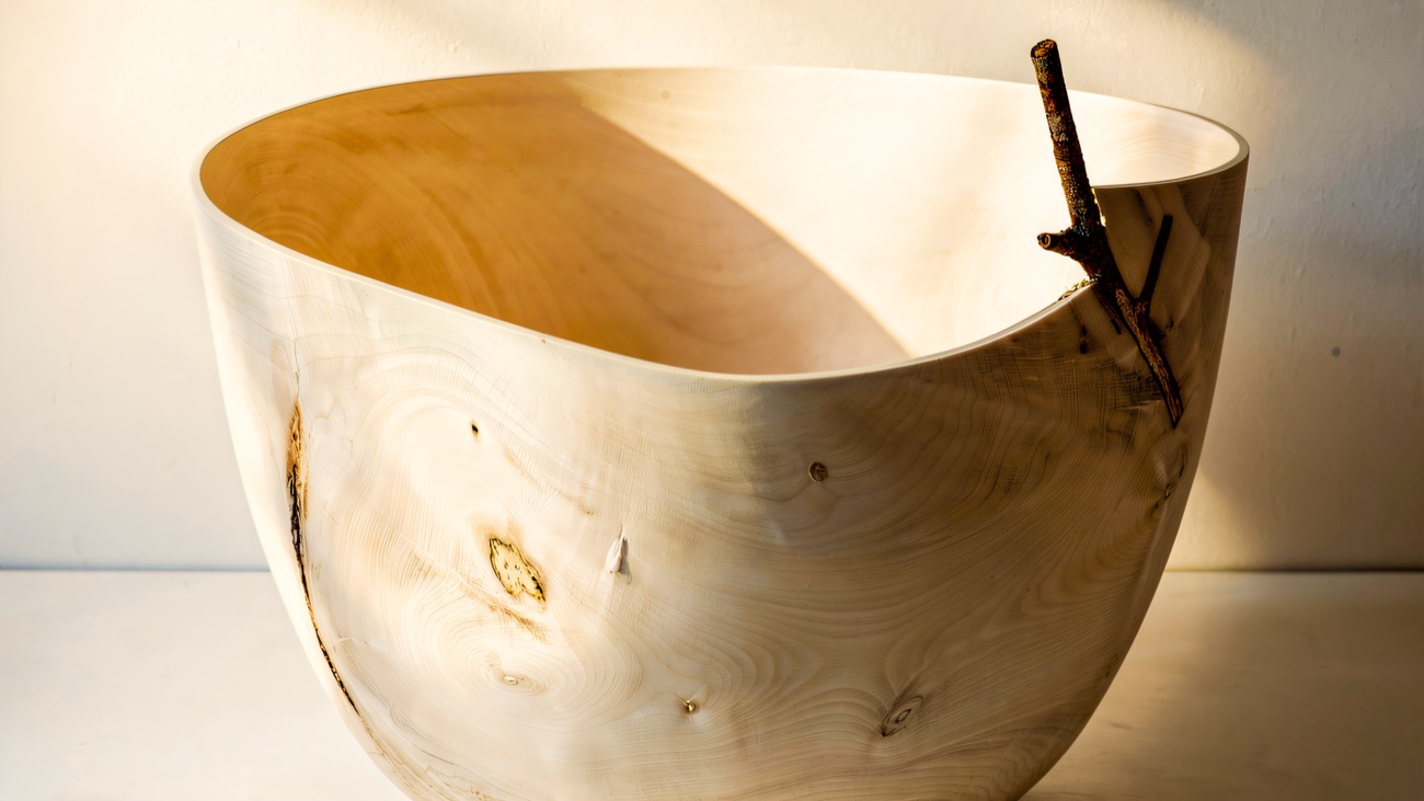 A turned-wood piece on show in the gallery