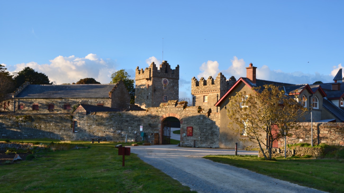 The stone farmyard gateway and tower at Castle Ward that was filmed as Winterfell