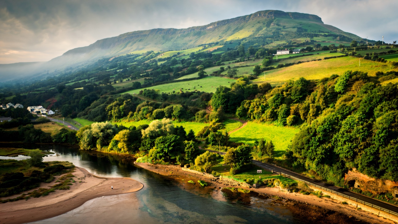 The Glenariff river meeting the sea at Waterfoot