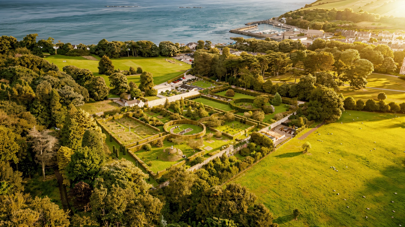 The Glenarm estate walled garden with the sea beyond