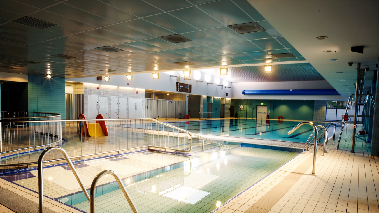 The main pool and the shallow learner pool with its little slide