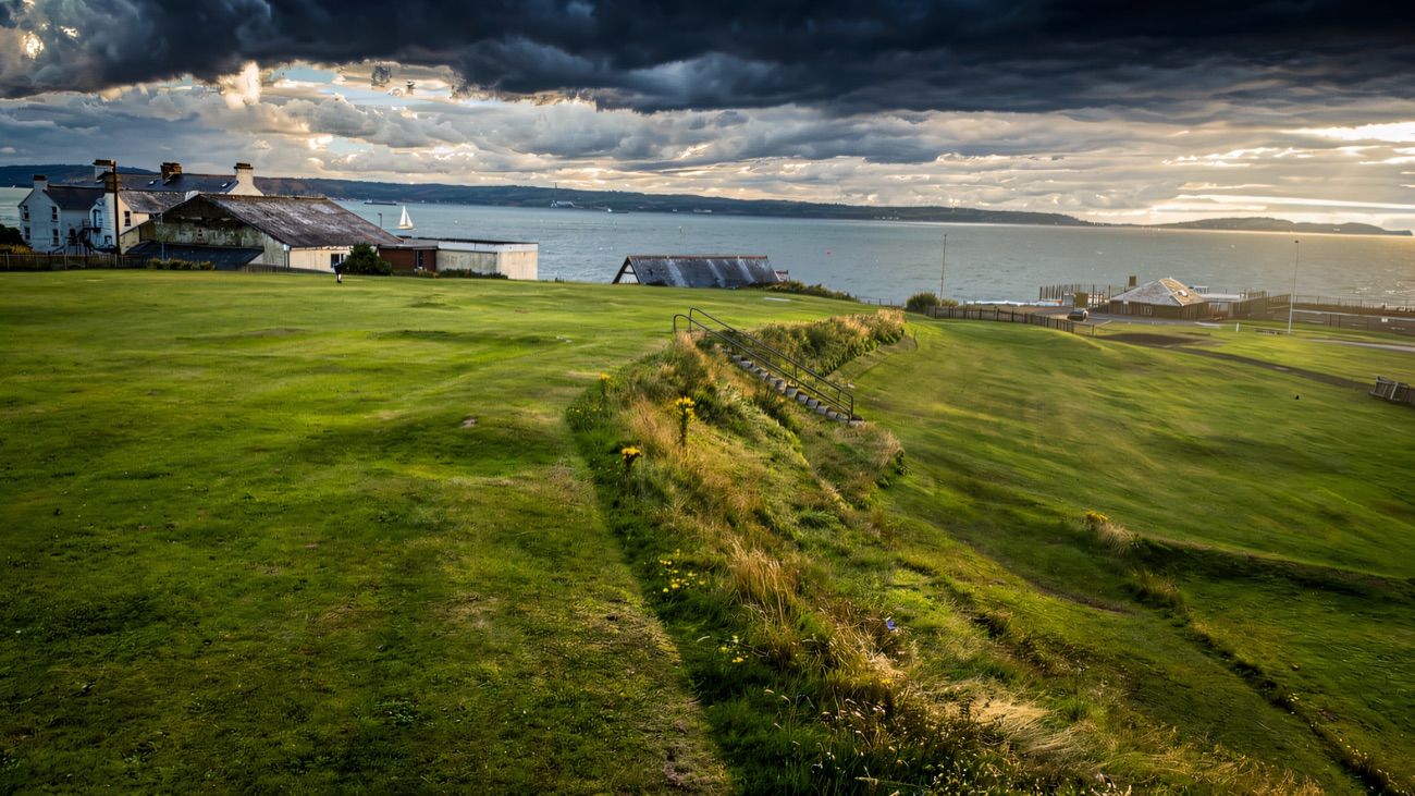 Sweeping fairway greens above Belfast Lough