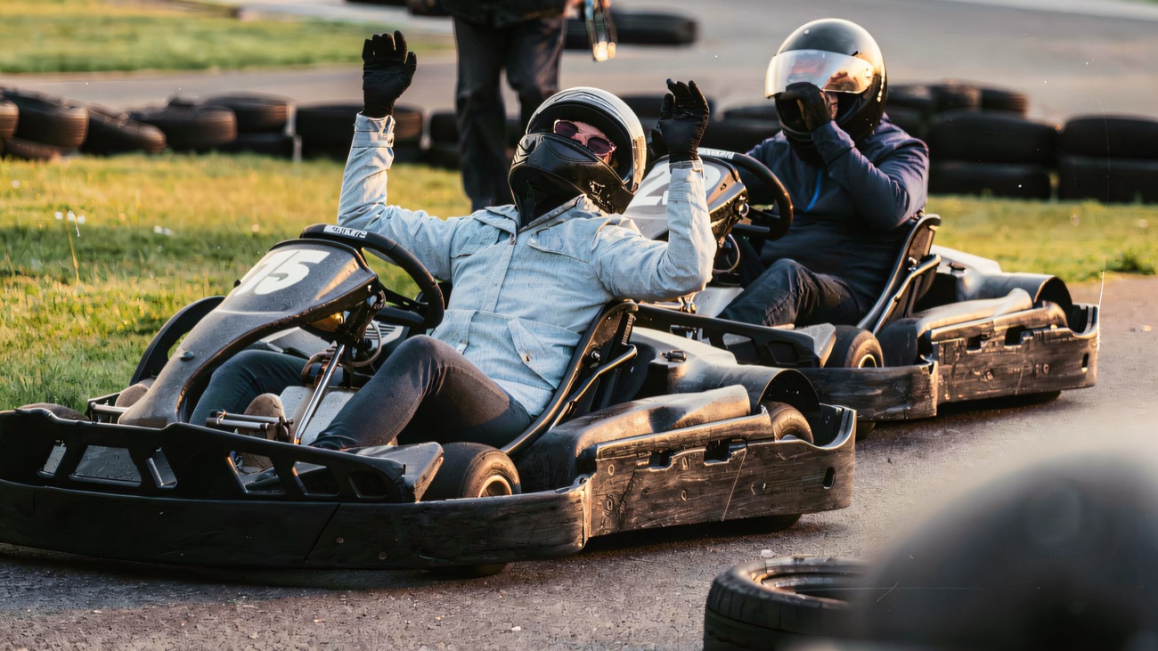 Arms up at the finish — the good bit of any race