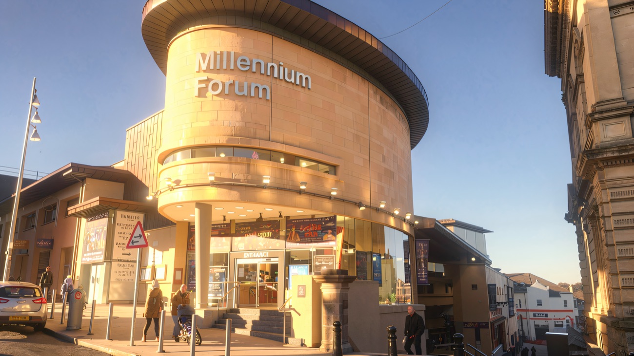 Winter light on the Forum's main entrance