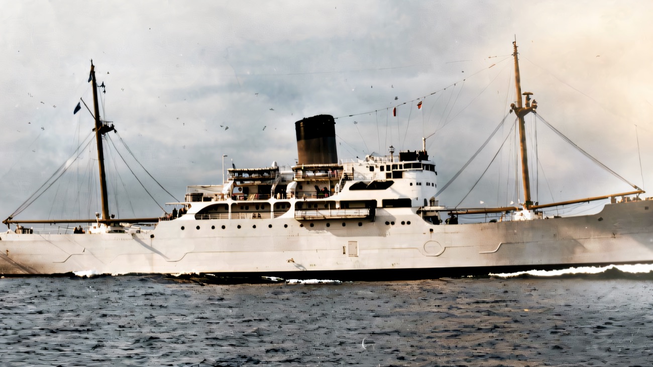 Archive photograph of the steamer SS Chirripo under way at sea before she was lost