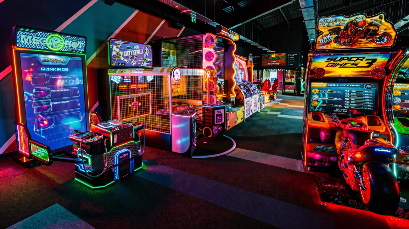 The bright arcade full of games machines